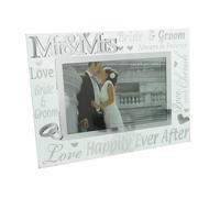 Mr And Mrs Cristal 6 x 4 Foto Marco Con Espejo Y Purpurina Letras