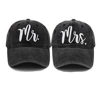 Mr and Mrs EST 2023 Sombreros para hombres y mujeres, sombreros de novio de novia, juego de gorras de béisbol bordadas en 3D, regalos de boda para parejas, Sombrero negro Mr and Mrs, talla única