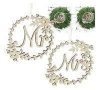Mr and Mrs Signs - Wooden Chair Decorations, 20x20x0.4cm Elegant Design, Ribbon Ropes Included, Stylish Wedding Seating Decor, Adds Charm Ceremony | for Bride Groom Event