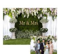 Mr and Mrs - Telón de fondo para fiesta de boda de 1,8 x 1,2 m, cortina transparente blanca, arco de flores, fondo de fotografía, propuesta de matrimonio, despedida de soltera, recepción, annivesario,