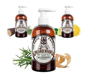 Mr Bear Family - Beard Shampoo - Wilderness - Champu barba hombre natural 250ml - más hidratación para una barba abundante y sana - Jabon barba y acondicionador 2 en 1 para el cuidado barba hombre