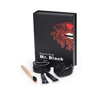 Mr. Black Pro Kit de blanqueamiento de dientes, 7 piezas, carbón activado, 100% natural, elimina suavemente las manchas difíciles del tabaco, vino, café para obtener resultados más duraderos