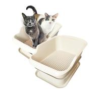 Mr. Catman - Paquete de 2 cajas de arena para gatos para gránulos de pino con bandeja tamizadora y bandeja de almacenamiento de residuos extra grande de 7 días, caja de arena para gatos, resistente y