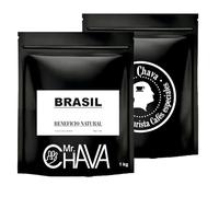 Mr. Chava Café En Grano Selección Brasil-Colombia-Costa Rica-Etiopía 1kg. Café Molido Gourmet. Amantes Del Café, Baristas y Tostador De Café Artesanal - Tueste Natural y Artesanal. (1 Kg, Brasil)