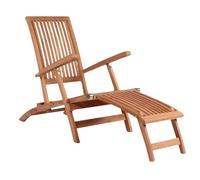 MR. DEKO® Deckchair Yacht Teak | Tumbona de Teca - Plegable y Resistente a la Intemperie | Tumbona para jardín, balcón y Sauna | Tumbona con Respaldo Ajustable - sillón de jardín de Lujo