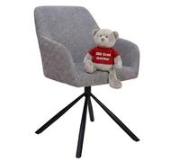 MR. DEKO Silla de comedor Cuneo, color gris claro, giratoria 360 grados, silla tapizada con reposabrazos, capacidad de carga de 125 kg, silla de cocina, patas de metal, asiento de cuenco para comedor