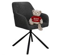 MR. DEKO Silla de comedor Cuneo, color gris oscuro, giratoria 360 grados, con reposabrazos, capacidad de carga de 120 kg, silla de cocina de diseño, estructura de metal, cómoda silla tapizada, 56 x 60