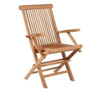 MR. DEKO Silla de Jardín Madera Teca Maciza Andover | Sillón Plegable Exterior con Reposabrazos Resistente Intemperie | Silla Terraza Balcón Camping Diseño Ergonómico Clásico 60x53x89cm Natural
