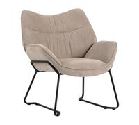 MR. DEKO® Sillón Aliano Beige I Cómodo sillón tapizado de tela, moderno salón sillón con reposabrazos, 76 x 73,5 x 67 cm (alto x ancho x profundidad)