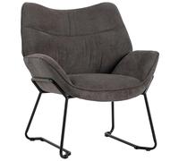 MR. DEKO® Sillón Aliano Dark Grey I Cómodo sillón tapizado de tela, moderno sillón con reposabrazos, tamaño aprox. 76 x 73,5 x 67 cm (alto x ancho x profundidad)