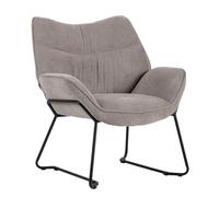 MR. DEKO® Sillón Aliano Light Grey I Cómodo sillón tapizado de tela, moderno sillón de salón con reposabrazos, 76 x 73,5 x 67 cm (alto x ancho x profundidad)