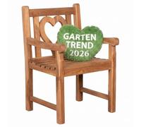 MR. DEKO Sillón de jardín de madera de teca, resistente a la intemperie, diseño de corazón