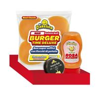 Mr.Dobelina Barbecue Essentials Kit con Maxi Potato Roll Buns 4x80 g, Salsa Burger Rosa Supreme 300 ml y Smash Rub 70 g, Kit para Smash Burger, Hamburguesas Americanas y BBQ