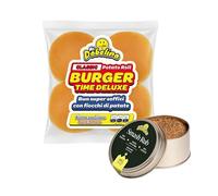 Mr.Dobelina Smash Box Small, kit para Smashburger con Smash Rub 70 g y 4 Potato Bun Classic de 54 g, mezcla de especias y panecillos artesanales para hamburguesas crujientes y sabrosas