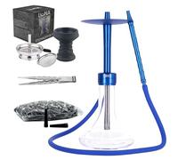MR EDS E29 Boss - Shisha Premium Shisha de aluminio con manguera de silicona y boquilla, difusor integrado, sistema de drenaje moderno, diseño innovador (transparente, azul)