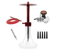 Mr. Eds E29 Rojo Shisha 44 cm | Cachimba con Blow-Off, Cazoleta + Gestor, 100 Boquillas Negras, Manguera Silicona, Pinza y 3 Juntas