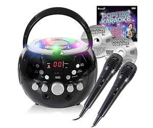 Mr Entertainer Boombox Máquina de karaoke con luz integrada y Bluetooth incluye Big Hits of Kids Party & 2017 CDG Hits pack