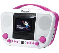 Mr Entertainer Karaoke CDG Reproductor portátil Bluetooth con Construido en Monitor de 3.5" y 40 Track 2017 Resultados de Discos (Blanco/Rosa)