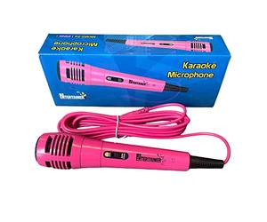 Mr Entertainer Micrófono dinámico con cable para karaoke, perfecto para usar con todas las máquinas de karaoke (rosa)