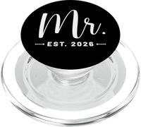 Mr. EST. 2026 Recién Casados promovidos a Mr, Mrs Wedding PopSockets PopGrip para MagSafe