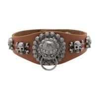 Mr.Fashion Pulsera de piel de león con personalidad de esqueleto punk para hombre, pulsera de tendencia rock, 16 colores disponibles, Talla única, Cuero sintético Metal, Sin gemas