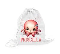 Mr. Gadgets Bolsa de cambio para guardería personalizada para niños con nombre - Mochila con cordón de algodón - Animales Kawaii - Idea regalo para guardería, escuela, deporte, Lluvia, Unica, Bolsa