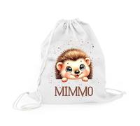 Mr. Gadgets Bolsa de cambio para guardería personalizada para niños con nombre - Mochila con cordón de algodón - Animales Kawaii - Idea regalo para guardería, escuela, deporte, Erizo, Unica, Bolsa