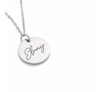 Mr.Gadget's Solutions Collar con colgante de nombre personalizado, corazón grabado, redondo y placa de perro, joyería de acero inoxidable para hombres y mujeres, color plateado, talla única, Acero