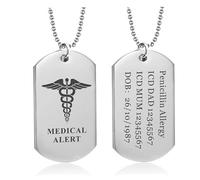 Mr.Gadget's Solutions Collar con colgante rectangular personalizado, joyería de acero inoxidable grabada con nombre, texto personalizado en un lado, color dorado o plateado, regalo para mujeres y