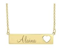 Mr.Gadget's Solutions Collar de identificación rectangular grabado personalizado para mujer, collar de barra de nombre personalizado dorado y plateado, colgante minimalista de acero inoxidable para