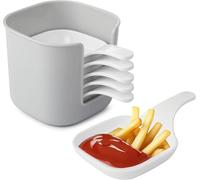 Mr.Gadget's Solutions Juego de 6 cuencos de inmersión con asa, platos pequeños de preparación para acompañar, especias, soja, aperitivos, barbacoa, fiesta, plástico, color blanco