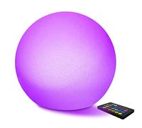 MR.GO 14" Impermeable Bola Luminosa LED Esfera Lámpara Color Cambio Lámpara Ambiental, Recargable RGB Orbe Jardín Luz nocturna con Control Remoto 16 Colores Ajustable para Decoración Interior Exterior