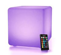 Mr.Go 25cm LED Cubo Luz Nocturna Infantil con Control Remoto, Lampara de Mesilla de Noche Pilas para Bebé y Niños 8 Brillo Regulable -16 Colores RGB Ajustables -4 Modos de Color-cambiante