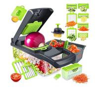 Mr. Goodsy® Cortador de verdura, Cortadora de verduras acero inoxidable, Mandolina de cocina profesional con 7 cuchillas, Multifuncional cortador verduras, Picador de verduras para