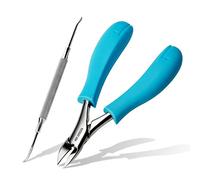 MR.GREEN Cortaúñas de uñas Cutters Anti-Splash Profesional encarnado grueso duro uñas tijeras pedicura herramientas manicura Sets (Azul+Removedor de Uñas)