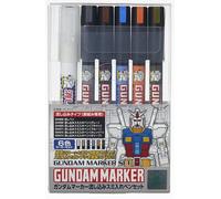 ＭＲ．ＨＯＢＢＹ＼ミスターホビー GMS122 Gundam Pouring Inking Pen Set, Pour Type, Rotuladores, Para pintar Gunpla, 5 colores & GM300 Erasure Marker, Set de 6, Fino