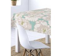 Mr.Hule, Mantel resinado Antimanchas, Mantel de algodón Antimanchas, Impermeable y Antibacteriano. (Nelly Azul Turquesa, 140x140 cm)