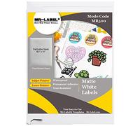 Mr-Label Papel adhesivo de vinilo para imprimir mate, impermeable, para impresora de inyección de tinta/láser, para negocios en casa, pegatinas de bricolaje (100 hojas/100 etiquetas)