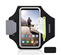 MR.LUYU Brazalete Deportivo con Bolsa de Auriculares, Brazalete Móvil Running Universal para iPhone 17 Pro Max/16 Pro/15 Pro/14/13 Pro/12 Galaxy S25/S24/S23, hasta 6.9" (A - CremalleraVerde)
