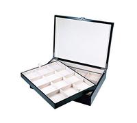 MR Maestro Relojero - Caja de Madera para Guardar Relojes de Bolsillo | Capacidad para 24 Relojes 2 Niveles extraíble | Caja de Almacenaje Expositor, Negro