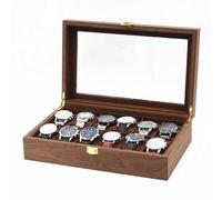 MR Maestro Relojero - Vitrina de Lujo para 12 Relojes | Madera Wallnut | Guarda y Protege tus Relojes | Acabado Interior en Microfibra, Crema, Madera