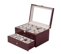 MR Maestro Relojero - Vitrina de Lujo para 20 Relojes | Madera Lacada Cherry | Guarda y Protege Tus Relojes | Acabado Interior en Microfibra, Crema, Madera