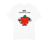 Mr. Men Little Miss Meme - Mr. Strong - Mr. Flexing All Over Camiseta, Hombre Tallas Grandes, Blanco, 5X Alto