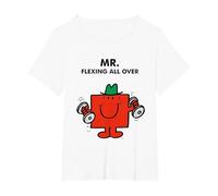 Mr. Men Little Miss Meme - Mr. Strong - Mr. Flexing All Over Camiseta, Mujer Tallas Grandes, Blanco, 2XL Grande