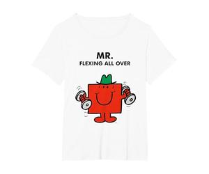 Mr. Men Little Miss Meme - Mr. Strong - Mr. Flexing All Over Camiseta, Mujer Tallas Grandes, Blanco, 4XL Grande