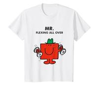 Mr. Men Little Miss Meme - Mr. Strong - Mr. Flexing All Over Camiseta, Niños, Blanco, 3 años