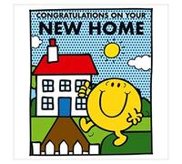 Mr. Men - Tarjeta de felicitación, diseño con texto en inglés "New Home" Happy On Cover