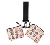 Mr & mrs Bear Anime Valentine - Carteras para mujer, mini protector de tarjetas de identidad de moda con llavero para uso diario, 2 paquetes, MR & MRS Bear Anime Valentine, 1 size, Casual