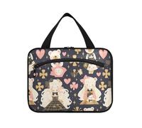 Mr & mrs Bear - Estuche de viaje para maquillaje colgante con gancho, estuche expandible de diseño para artículos de tocador para mujer, kit de camping imprescindible para mujer, MR & MRS oso oro rosa