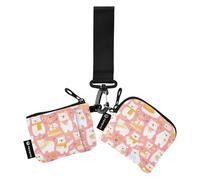 Mr & mrs Bear Peach Gold - Monederos para mujer, tarjeteros, minimalistas, con cremallera, bolsillo con cremallera para trabajo, viajes, 2 paquetes de tarjetas para mujer